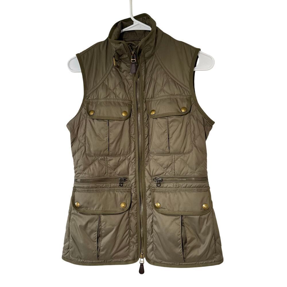 Ralph Lauren Sport Down Vest Olive Quilted Puffer Utility Equestrian Preppy S